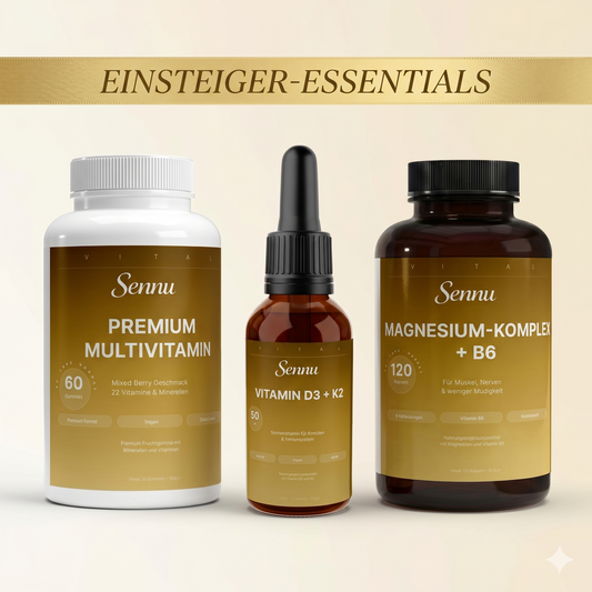Sennu Einsteiger-Essentials Bundle — Multivitamin + D3 + Magnesium Sparpaket